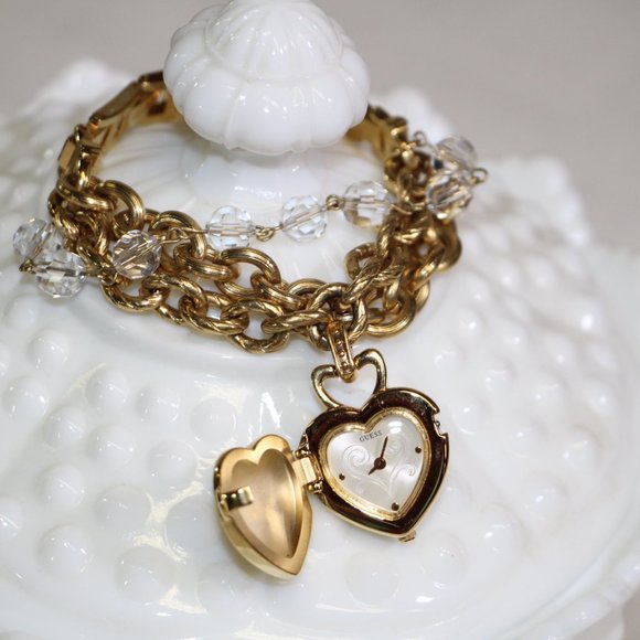 Guess Gold Tone Covered Capped  G Watch Charm Bracelet G95367L - Picture 4 of 12